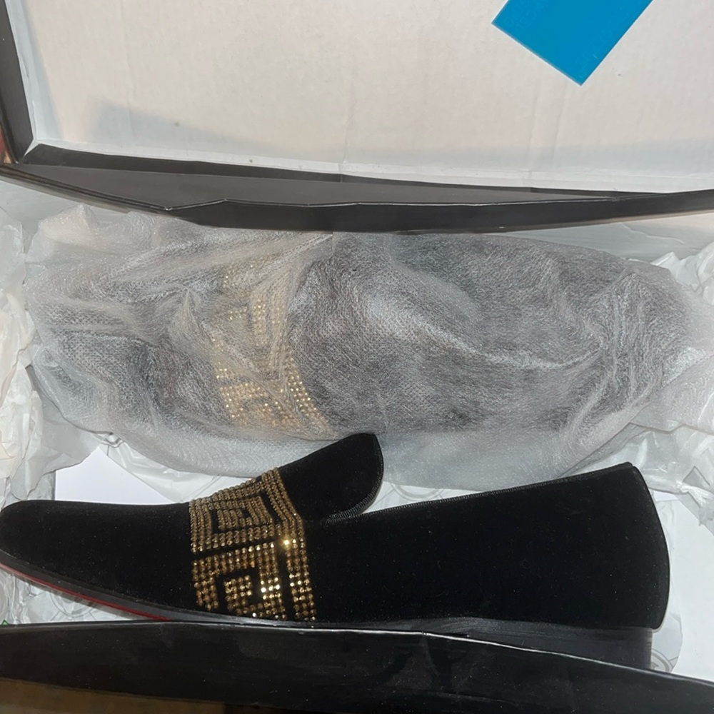 Barabas Black Sway and Gold gem Loafers